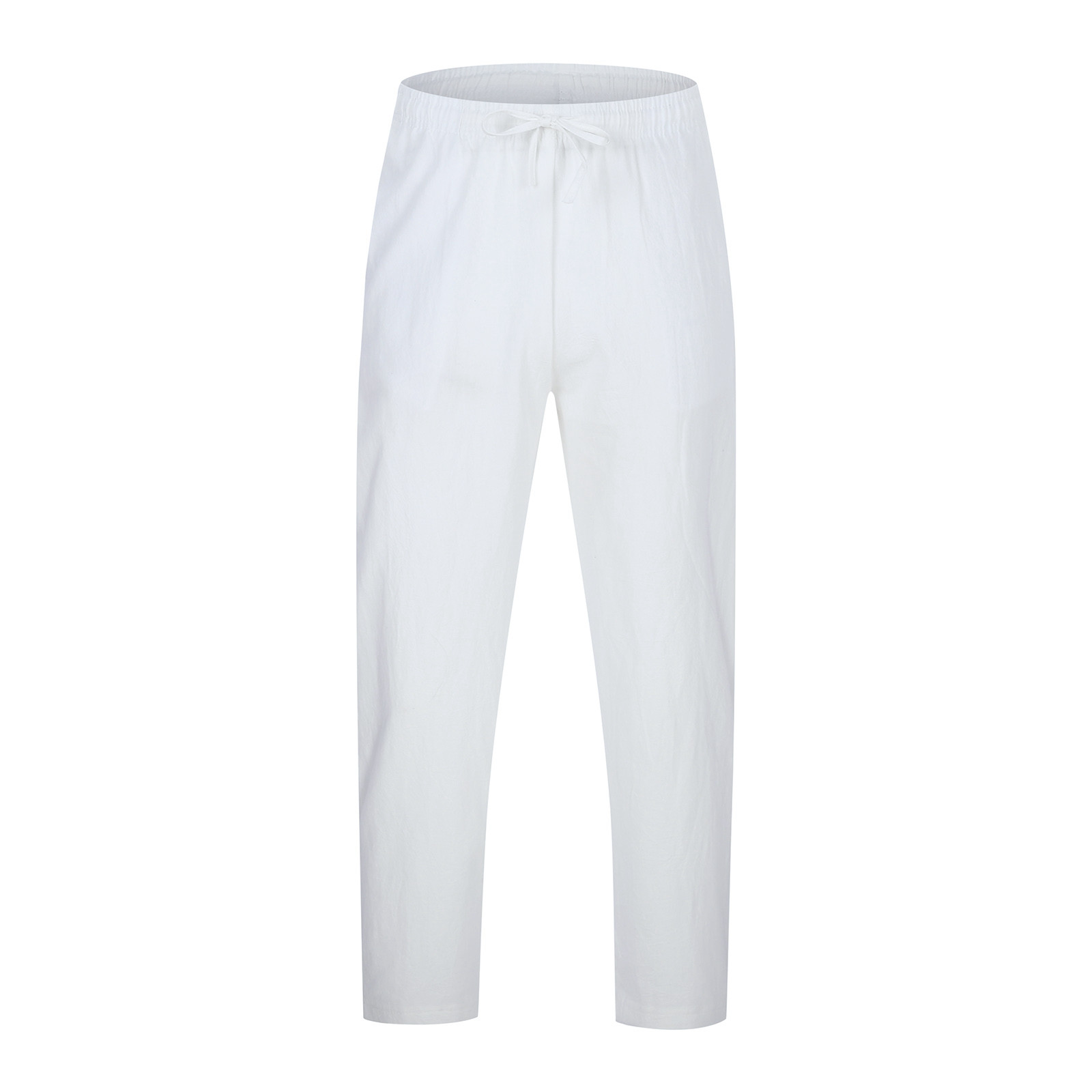 thumbnail image 2 of Pantalones informales de lino con cordón para hombre - Cintura elástica, bolsillos laterales - Ligeros y transpirables - Para la playa, el yoga y el verano, 2 of 8